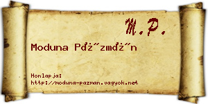 Moduna Pázmán névjegykártya